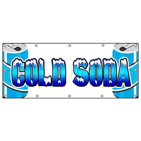 COLD SODA BANNER SIGN ice drink cart stand signs pop cola iced diet -  SIGNMISSION, B-120 Cold Soda